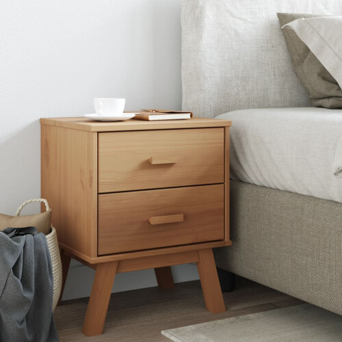 VidaXL vidaXL Bedside Cabinet Nightstand End Table Bed Table Brown Solid Wood Pine 2