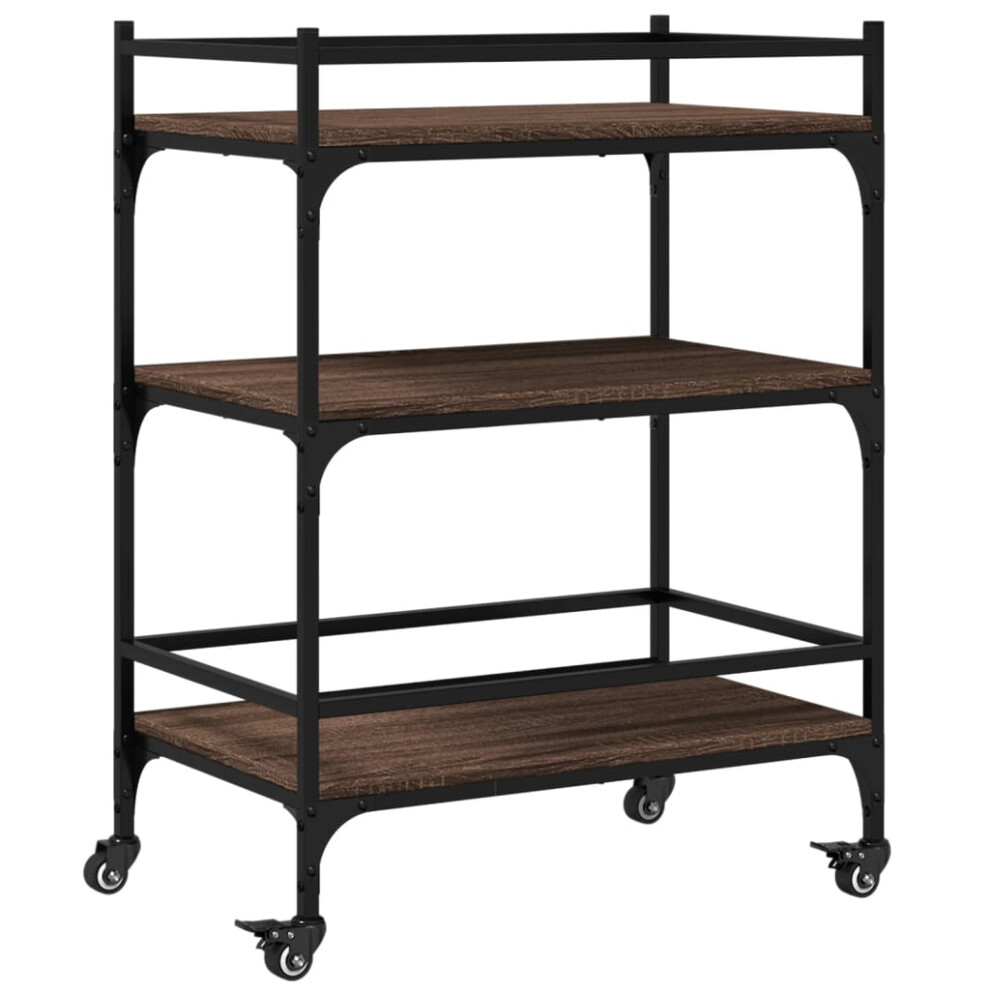 Vidaxl Kitchen Trolley Rolling Cart Storage Cart Brown Oak Engineered Wood