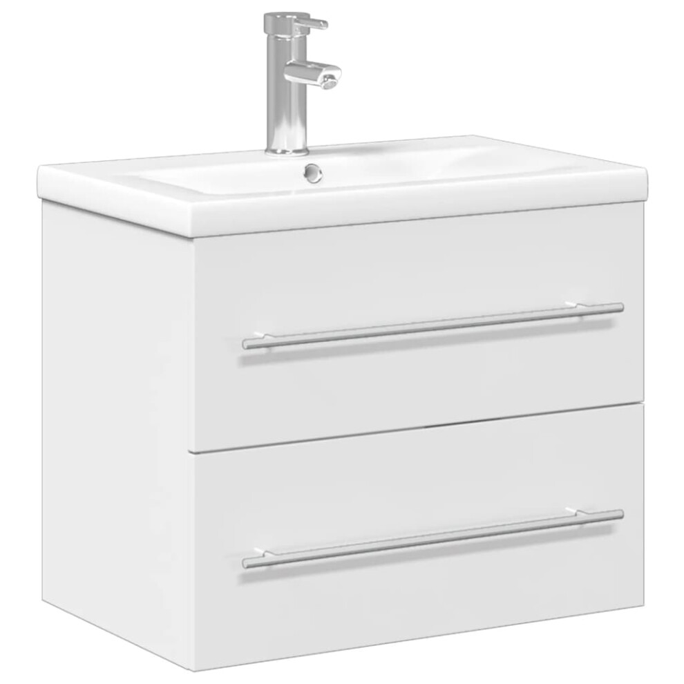 (high gloss white, 60 x 38.5 x 48 cm/with faucet) vidaXL Sink Cabinet with Built-in Basin Concrete Grey Engineered Wood Basin