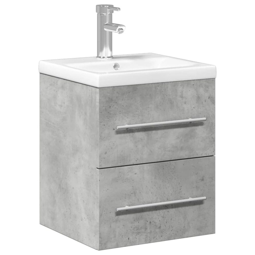 (concrete grey, 41 x 38.5 x 48 cm/with faucet) vidaXL Sink Cabinet with Built-in Basin Concrete Grey Engineered Wood Basin