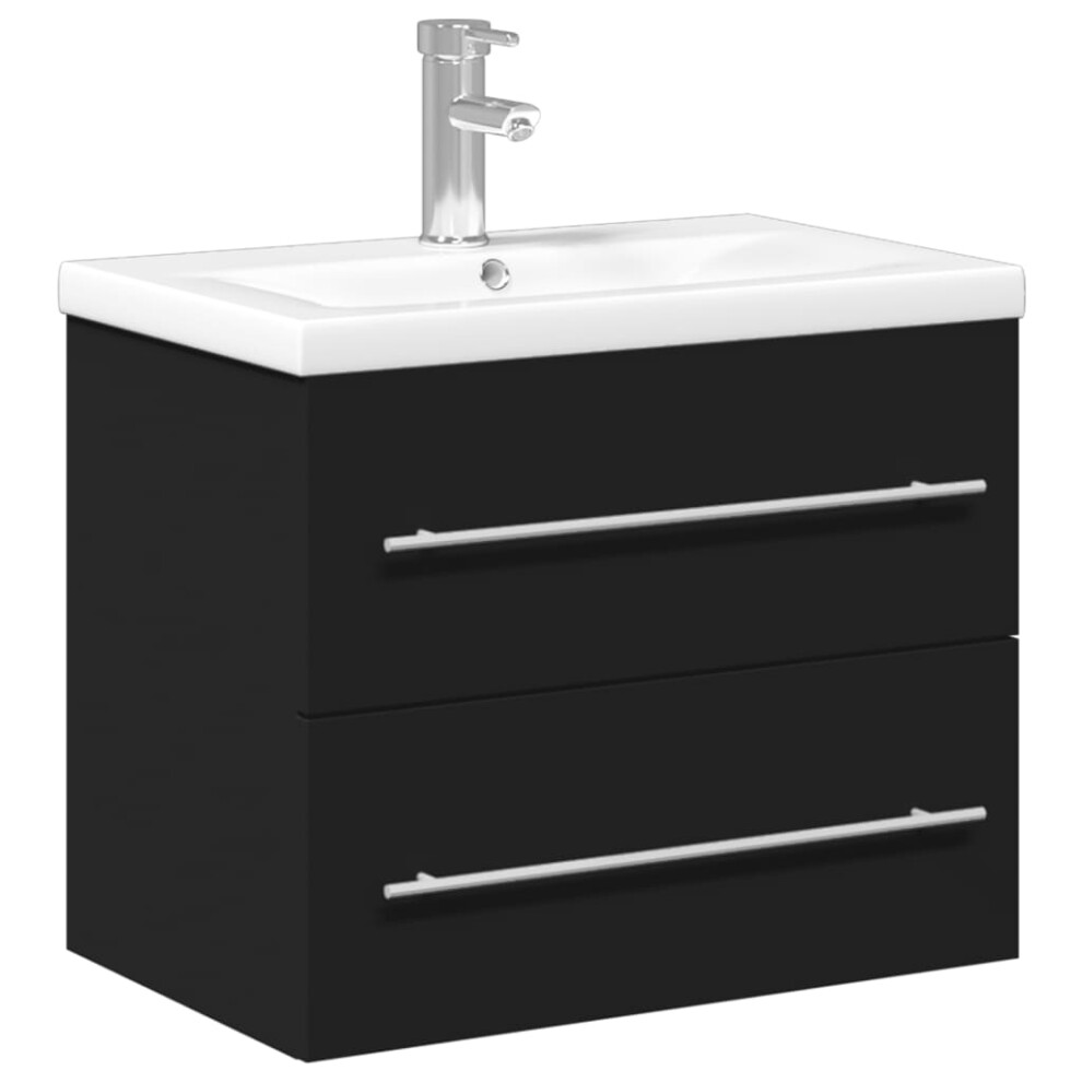 (black, 60 x 38.5 x 48 cm/with faucet) vidaXL Sink Cabinet with Built-in Basin Concrete Grey Engineered Wood Basin