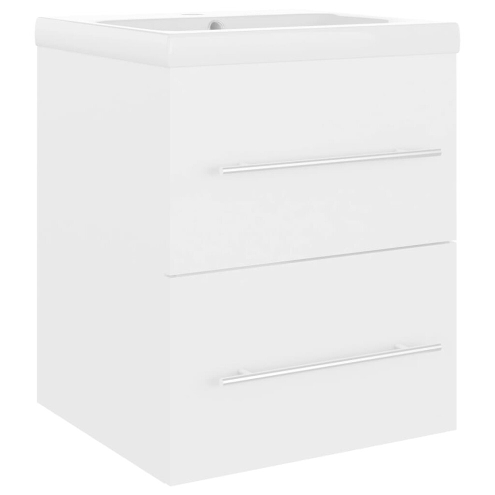 Vidaxl (White, 41 X 38.5 X 48 Cm/Without Faucet) Sink Cabinet With Built-In Basin Bathroom Sink Unit Engineered Wood