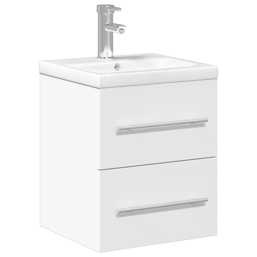 (white, 41 x 38.5 x 48 cm/with faucet) vidaXL Sink Cabinet with Built-in Basin Concrete Grey Engineered Wood Basin