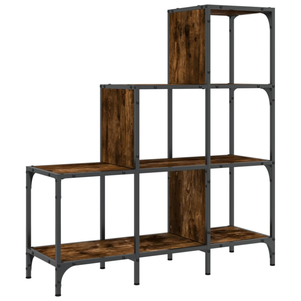 vidaXL Bookcase Bookshelf Side Cabinet Smoked Oak Engineered Wood and Metal