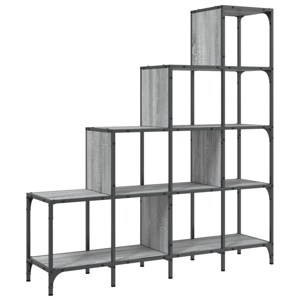 vidaXL Bookcase Bookshelf Side Cabinet Grey Sonoma Engineered Wood And Metal