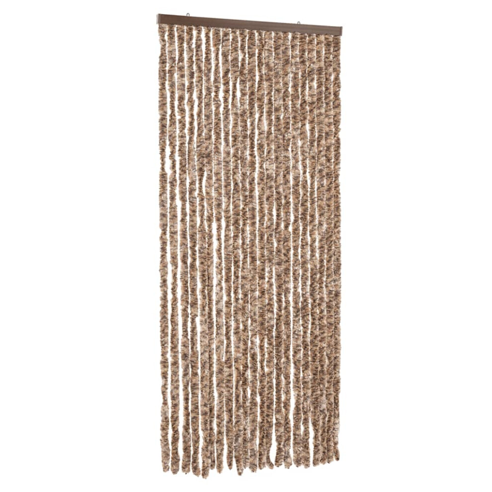 vidaXL Fly Curtain Fly Screen Curtain Beige and Dark Brown 100x220 cm Chenille