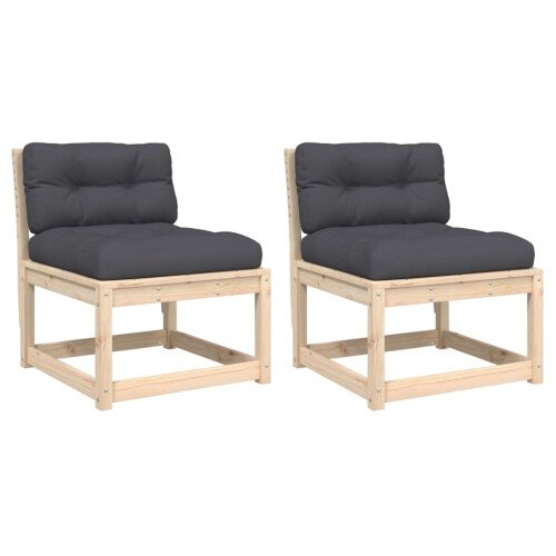 VidaXL vidaXL Garden Sofas with Cushions Outdoor Sofa Chair 2 pcs Solid Wood Pine