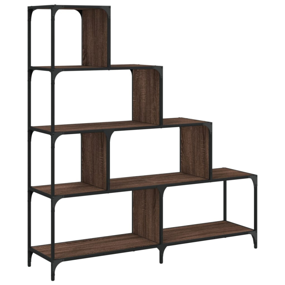 vidaXL Bookcase 4-Stair Bookshelf Cabinet Book Rack Brown Oak Engineered Wood