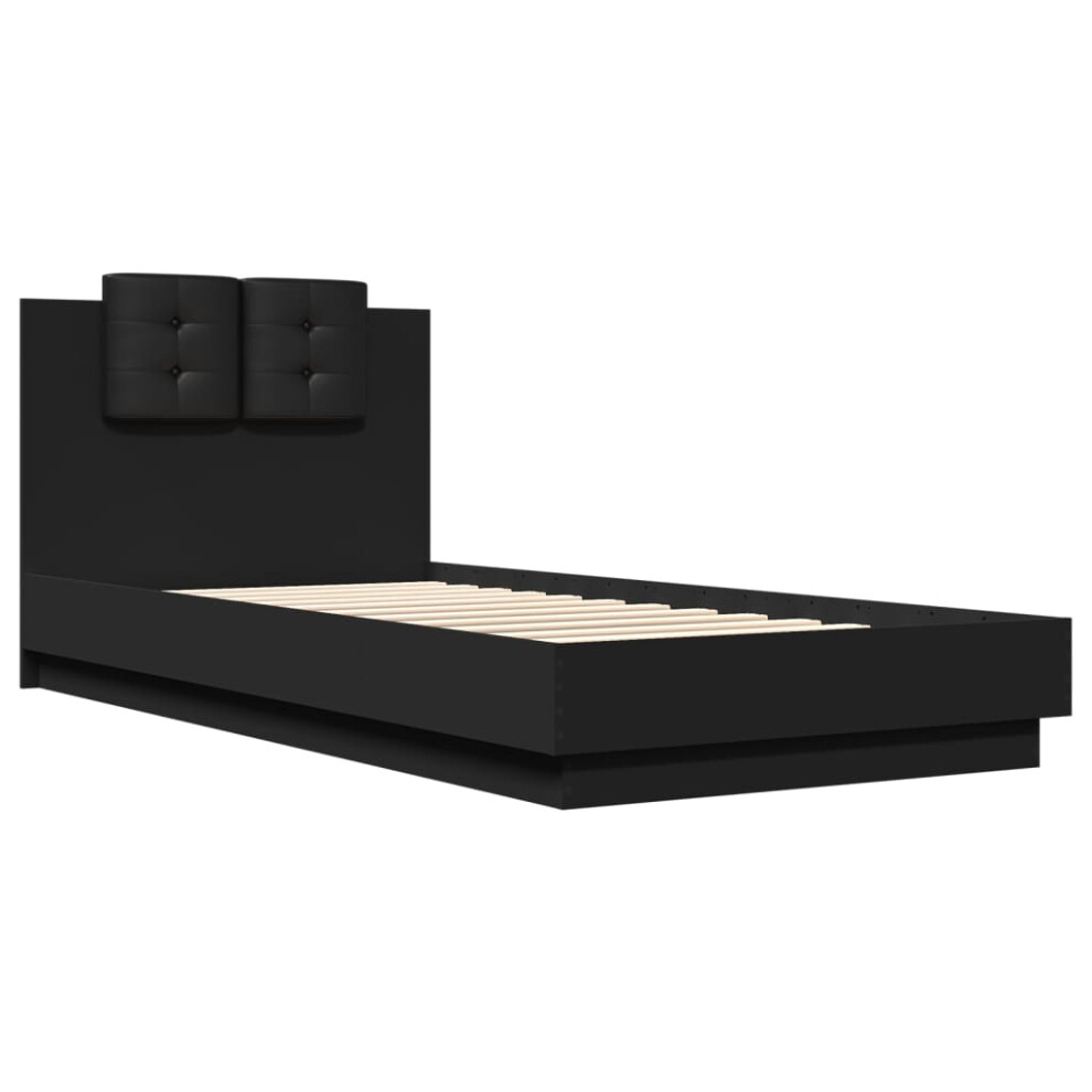 vidaXL Bed Frame with Headboard Home Bed Base Black 100x200 cm Engineered Wood