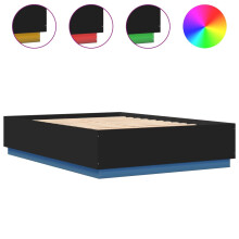 Rama łóżka z LED bez materaca Czarna 150x200 cm