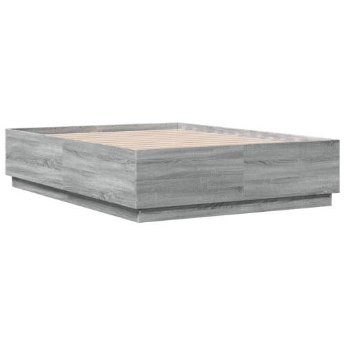VidaXL vidaXL Bed Frame with LED Lights Grey Sonoma Small Double Engineered Wood 2