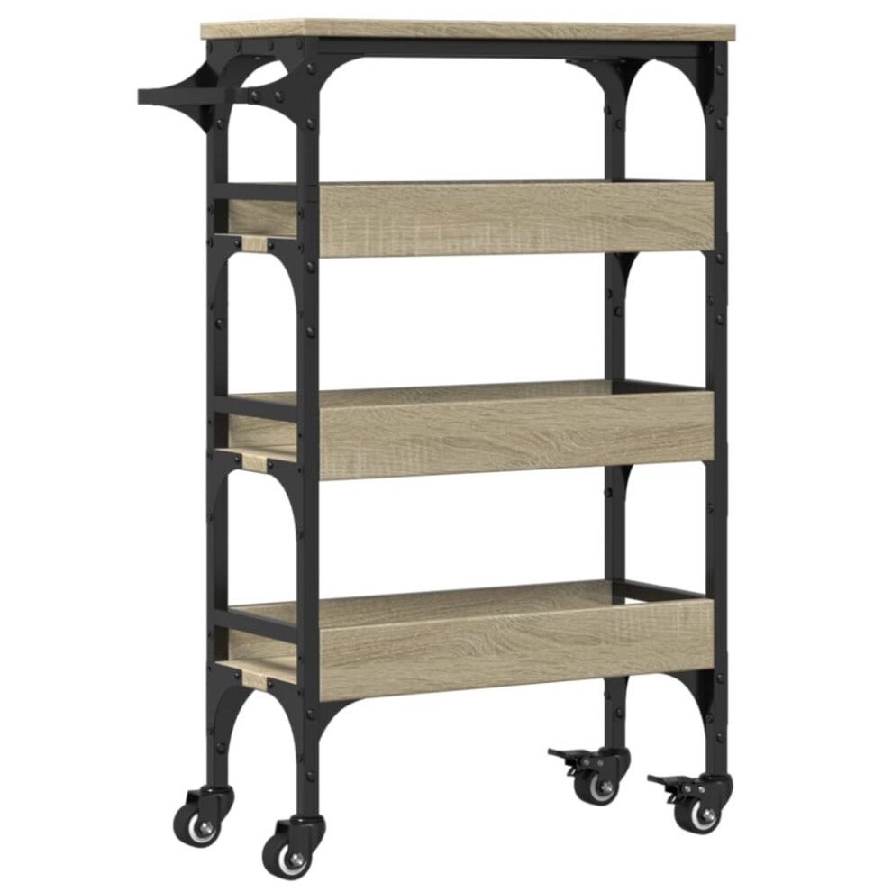 vidaXL Kitchen Trolley Rolling Cart Storage Cart Sonoma Oak Engineered Wood