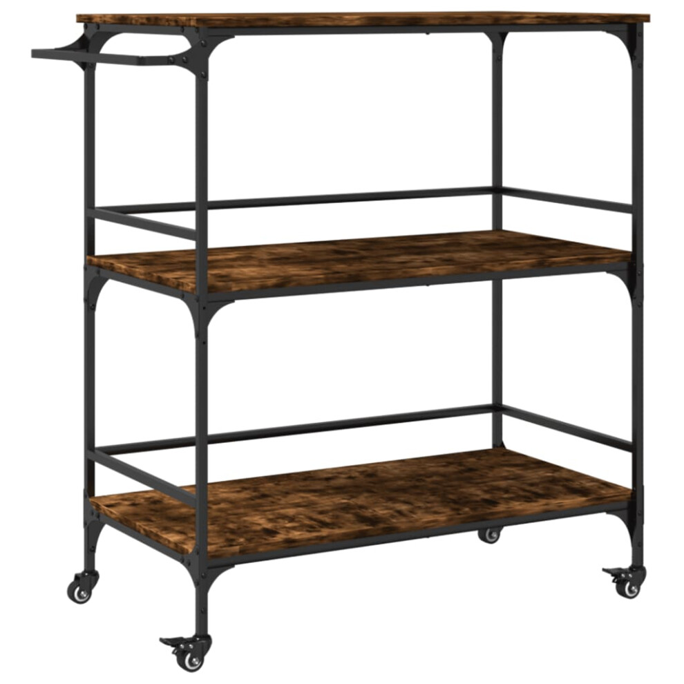 Vidaxl Kitchen Trolley Rolling Cart Storage Cart Smoked Oak Engineered Wood