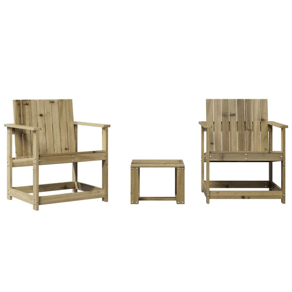 vidaXL Garden Lounge Set 3 Piece Outdoor Table And Chair Impregnated Wood Pine