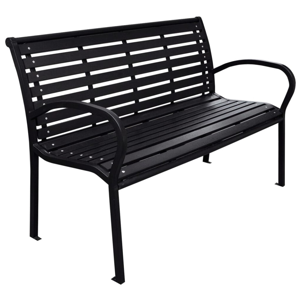 vidaXL Garden Bench Black 116 cm Steel and WPC Park Patio Outdoor Bench Seat