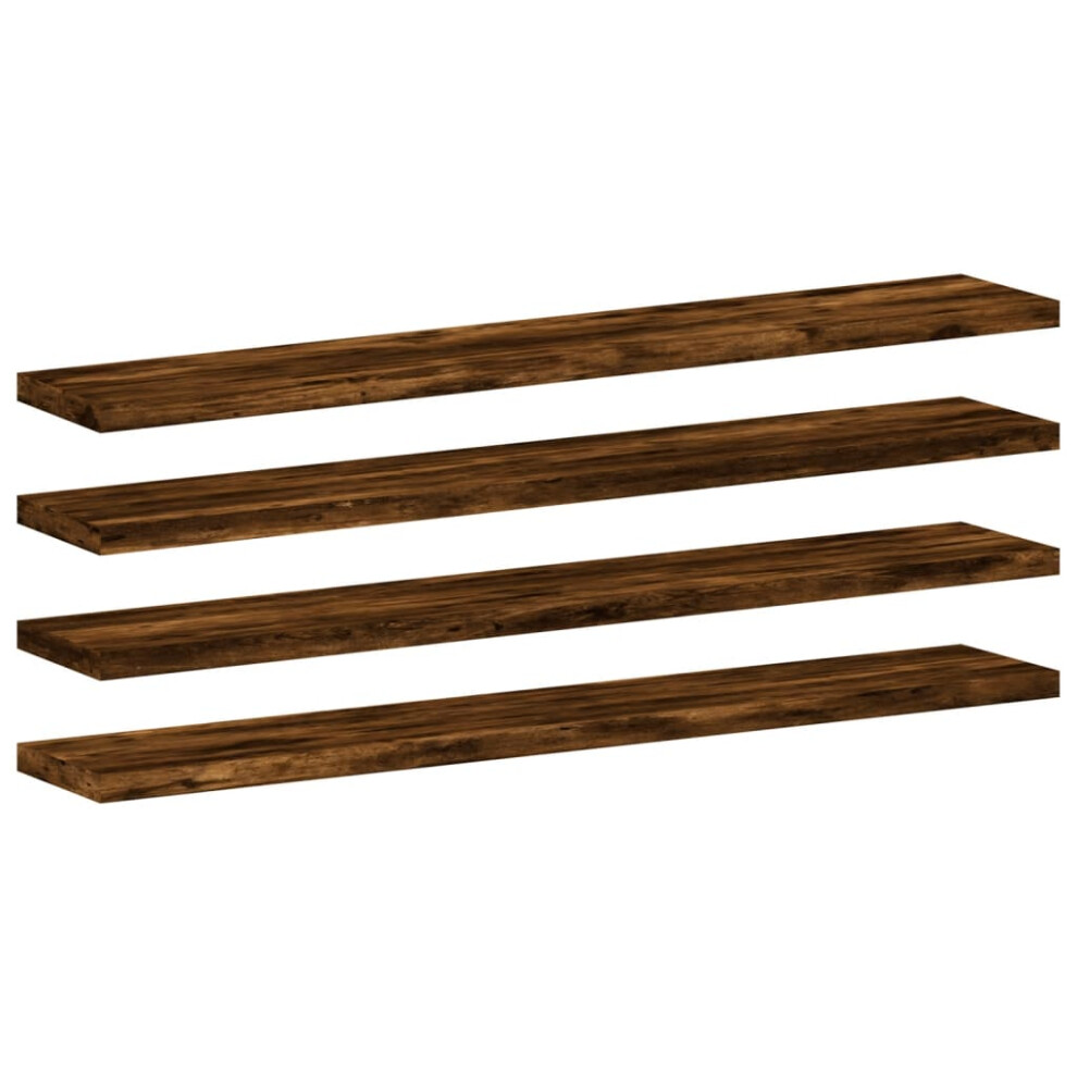 Vidaxl Wall Shelves Floating Shelf Wall Rack 4 Pcs Smoked Oak Engineered Wood