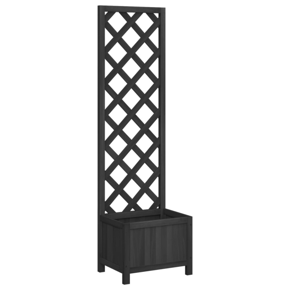 Vidaxl Planter With Trellis Raised Bed Garden Planter Solid Wood Fir Black
