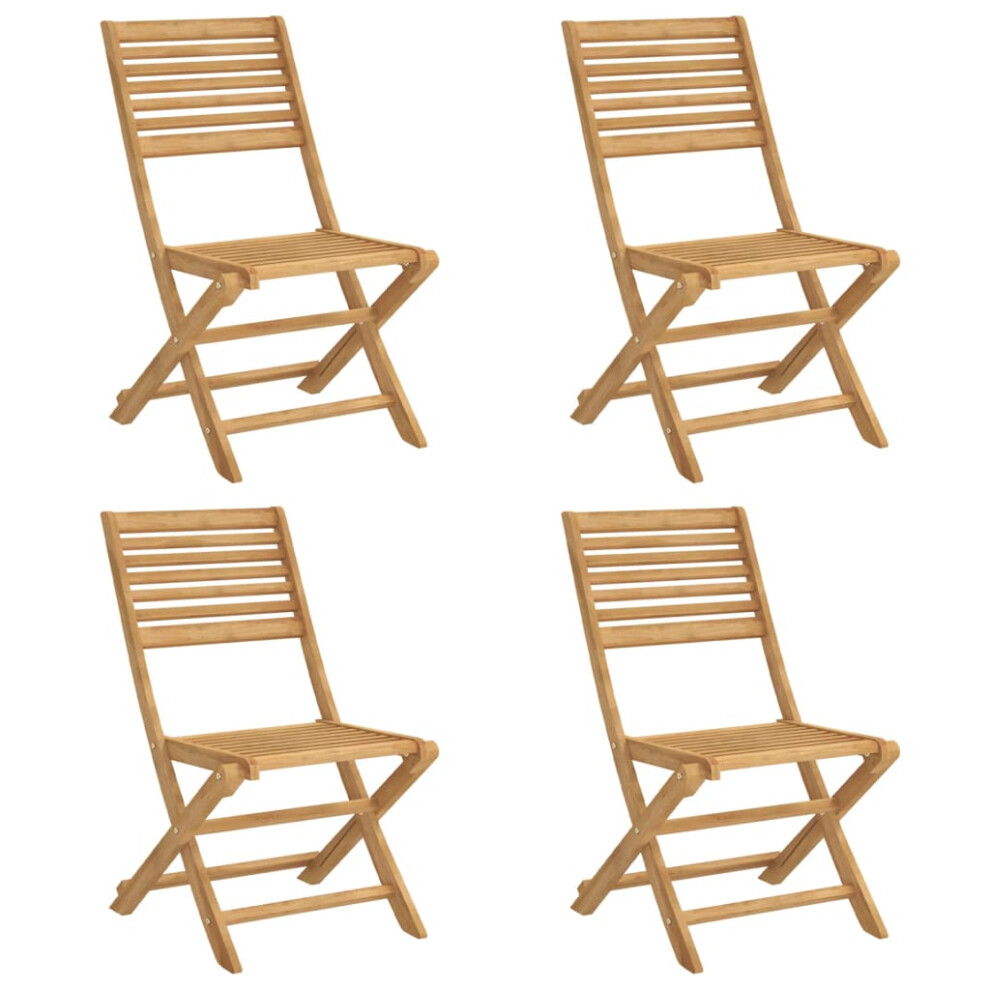 Vidaxl Folding Garden Chairs Outdoor Dining Chair 4 Pcs Solid Wood Acacia