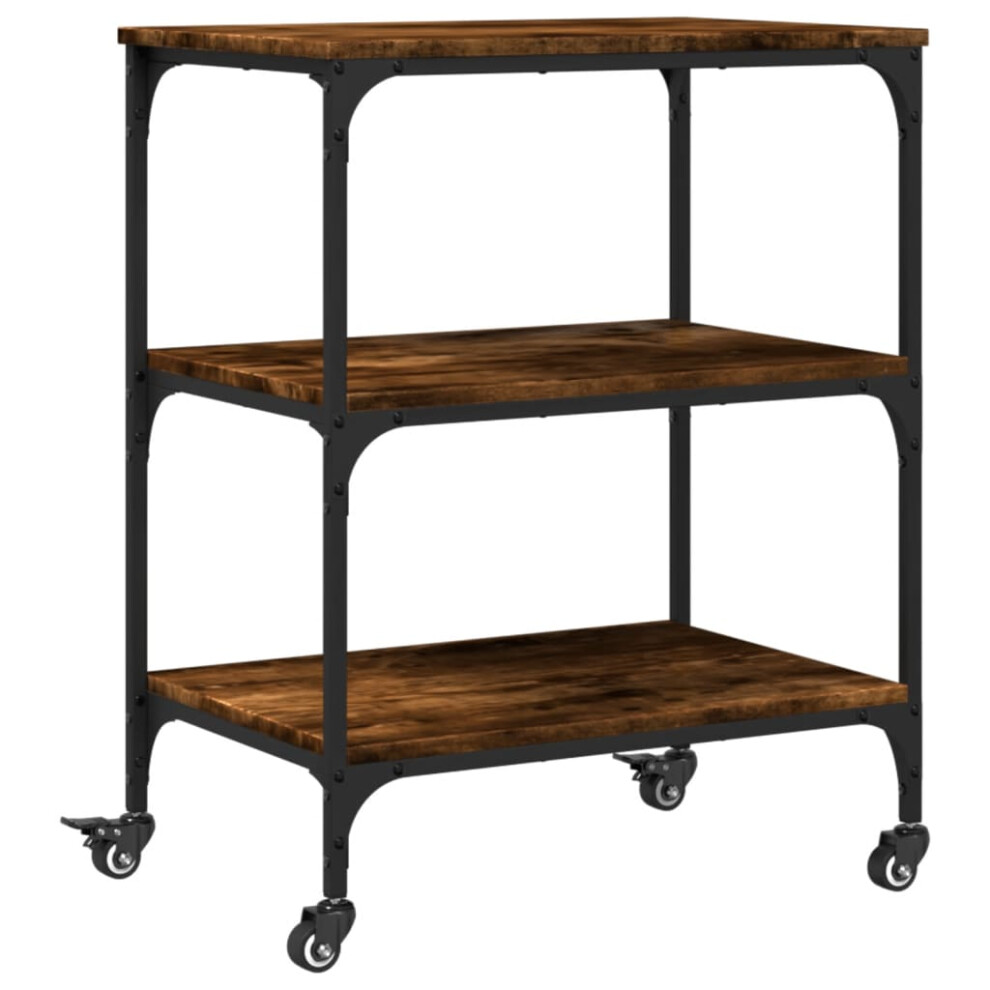 vidaXL Kitchen Trolley Rolling Cart Storage Cart Smoked Oak Engineered Wood