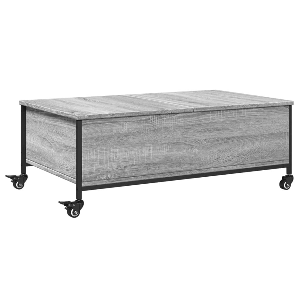 vidaXL Coffee Table withÃÂ Wheels Hall Side Table Grey Sonoma EngineeredÃÂ Wood