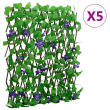 vidaXL 5-Piece Expandable Artificial Ivy Trellis Privacy Screen, Green, 180x70 cm (Expands from 30x84 cm)