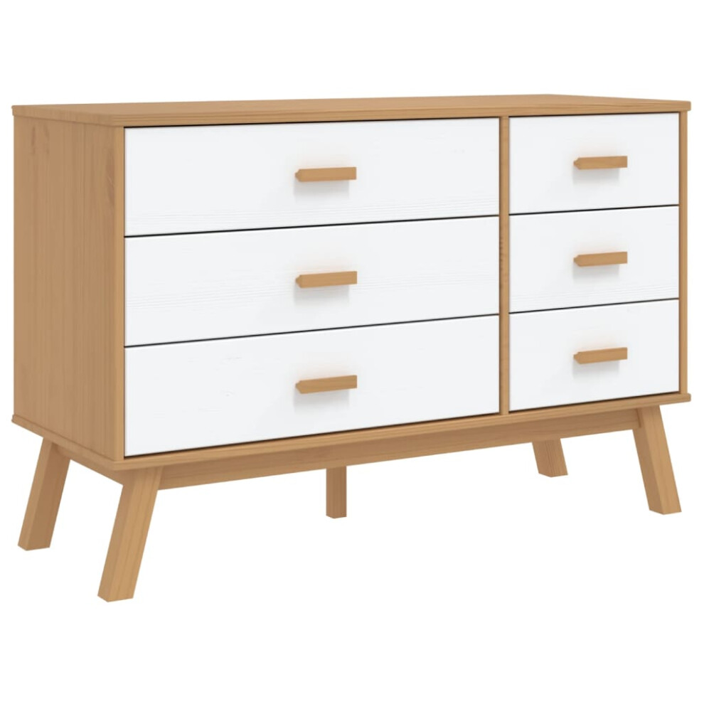 Vidaxl Drawer Cabinet Office File Cabinet White And Brown Solid Wood Pine