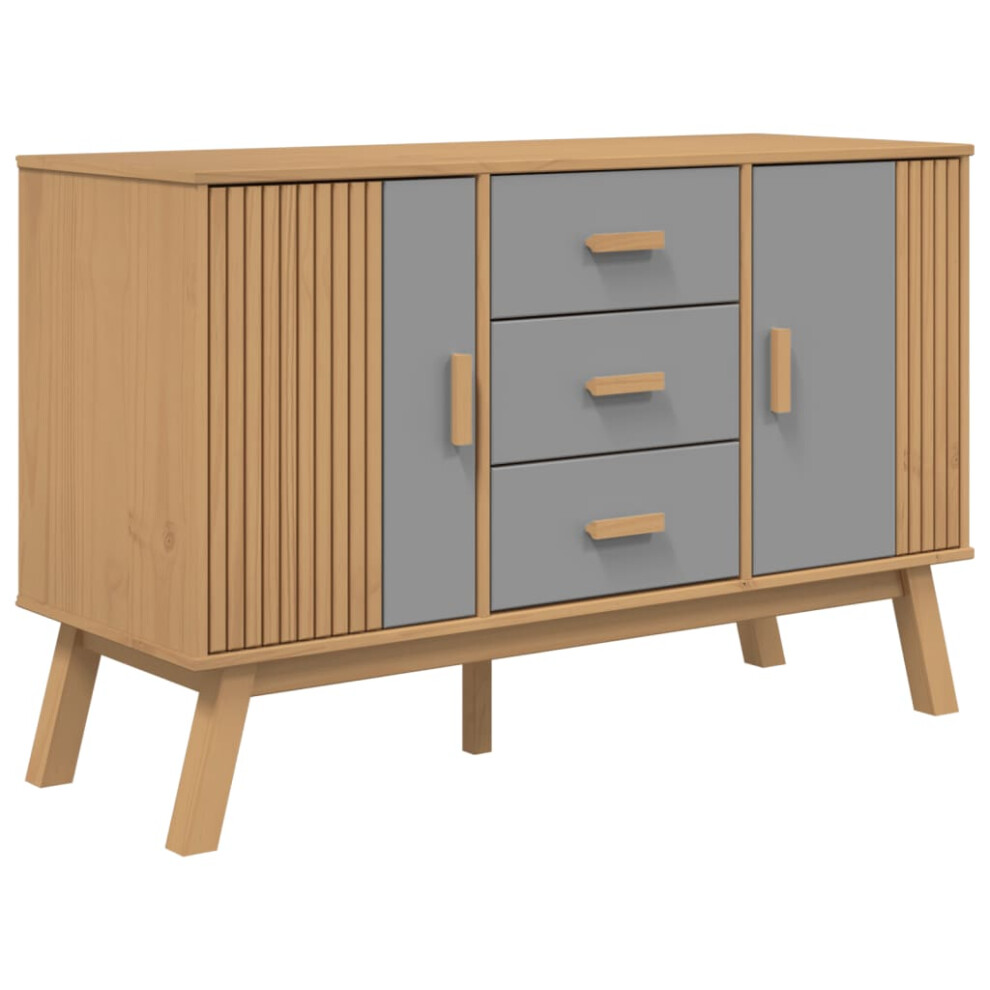 vidaXL Sideboard Cupboard Highboard Cabinet Grey and Brown Solid Wood Pine