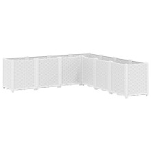 vidaXL Garden Planter Outdoor Flower Pot Balcony Herb Planter Pot Box White PP