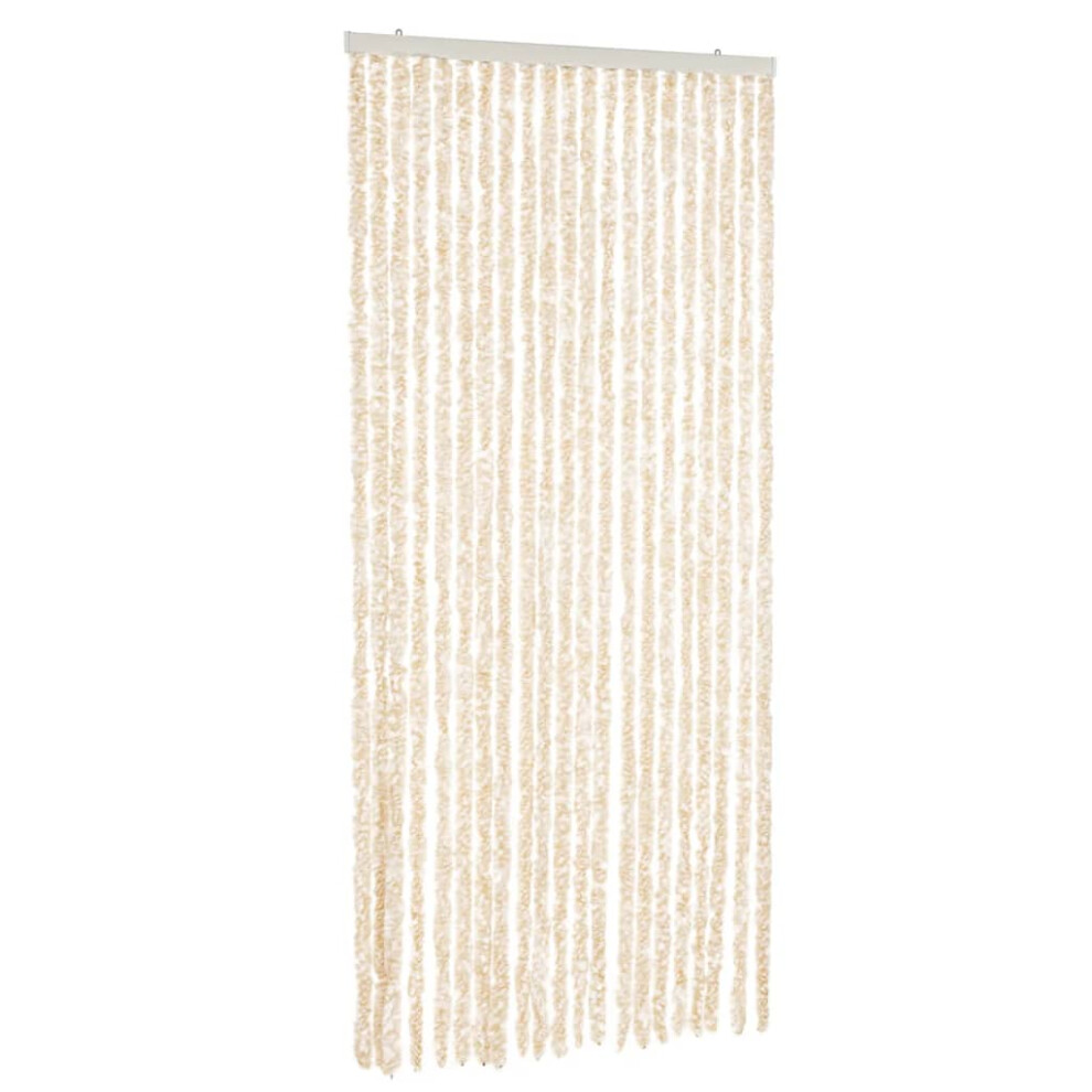 Vidaxl Fly Curtain Door Curtain Fly Screen Beige And White 100X230 Cm Chenille