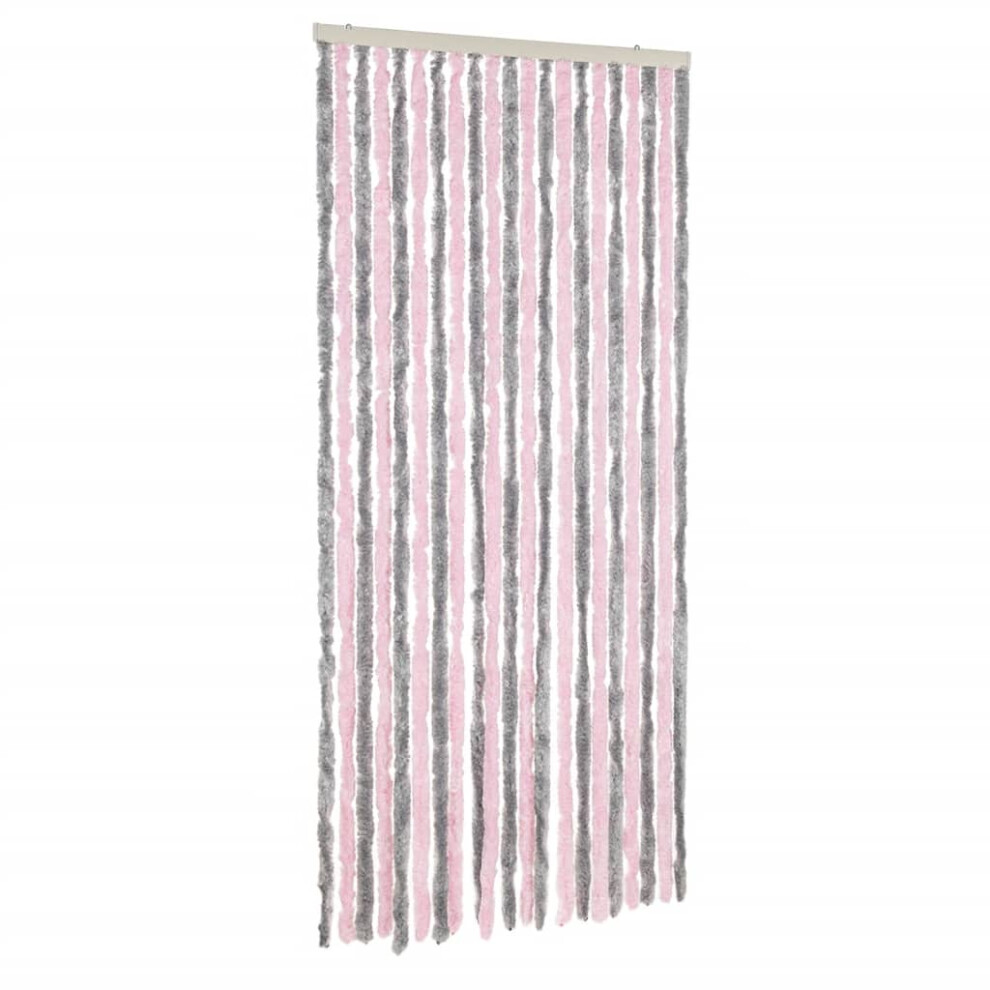 vidaXL Fly Curtain Fly Screen Curtain Silver Grey and Pink 100x200 cm Chenille