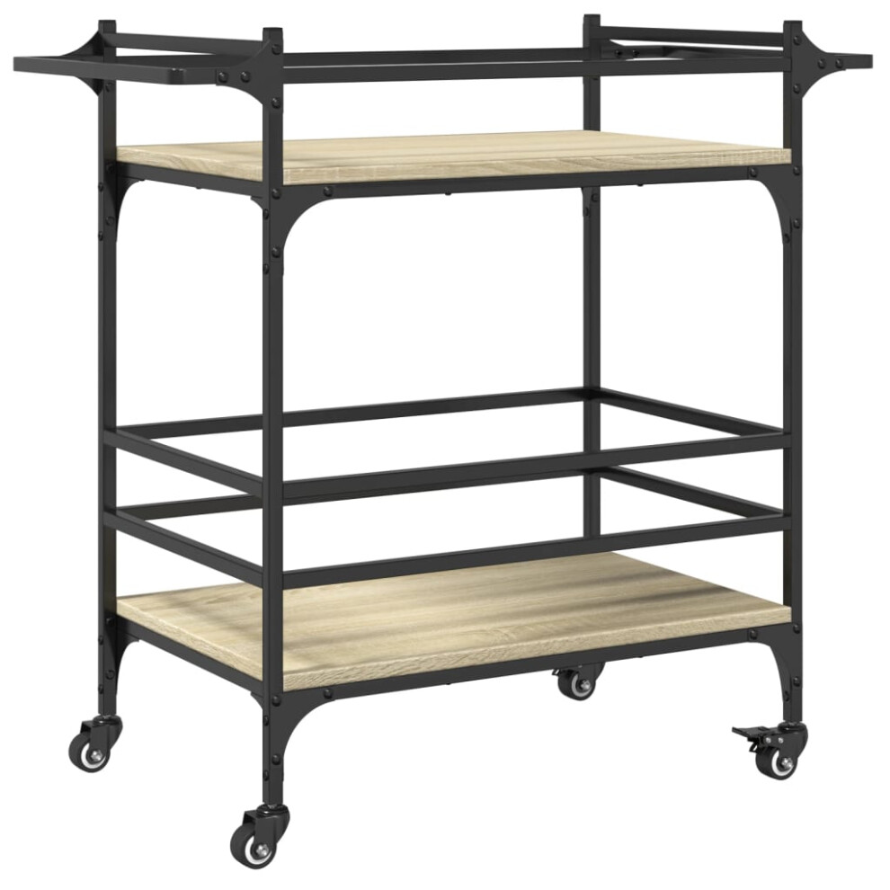 Vidaxl Kitchen Trolley Rolling Cart Storage Cart Sonoma Oak Engineered Wood