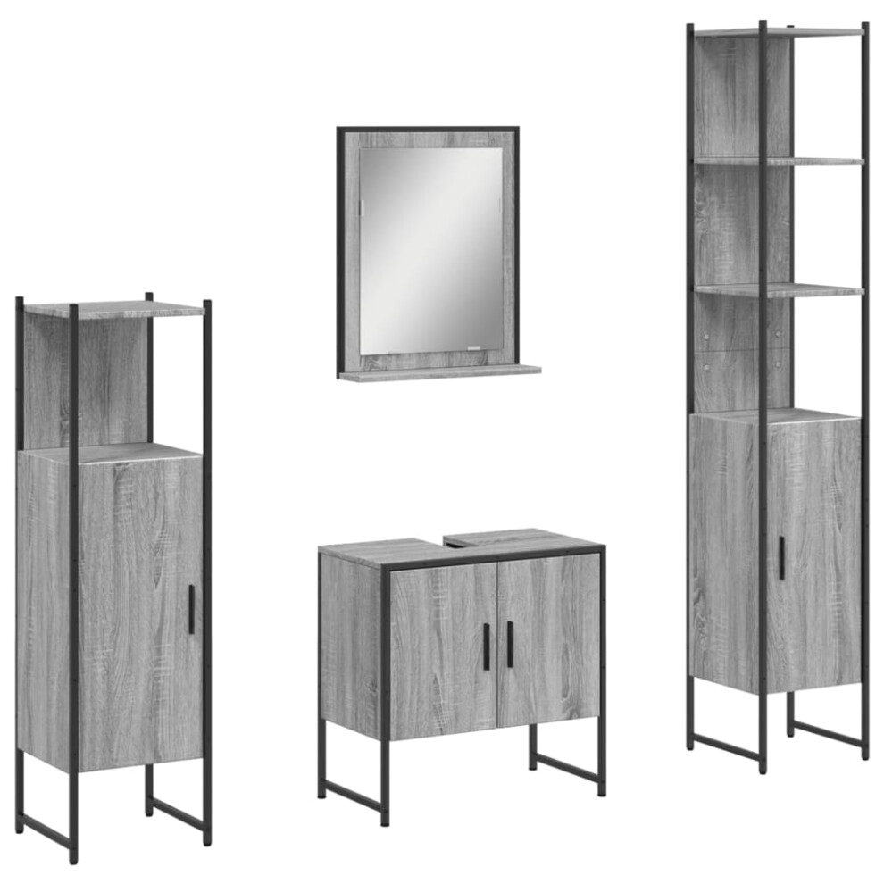 Vidaxl Bathroom Cabinet Set 4 Piece Sink Cabinet Grey Sonoma Engineered Wood