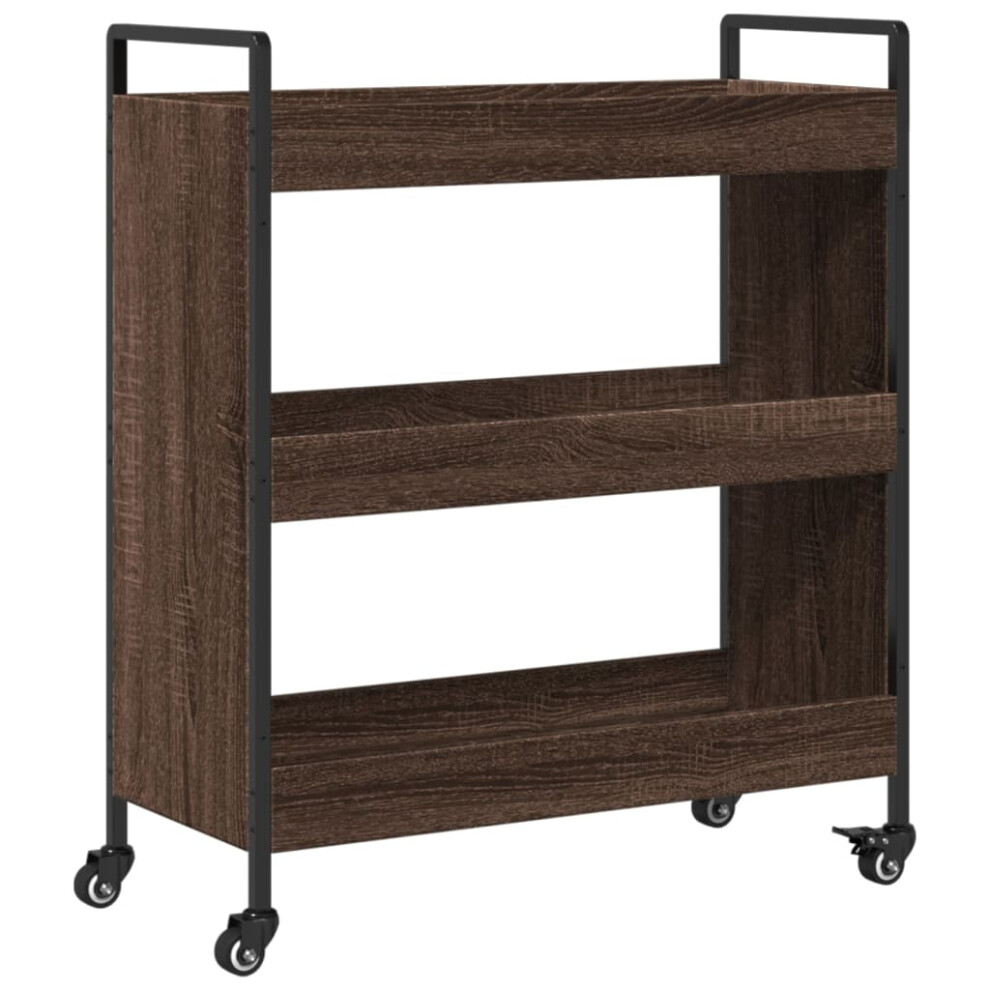 vidaXL Kitchen Trolley Rolling Cart Storage Cart Brown Oak Engineered Wood