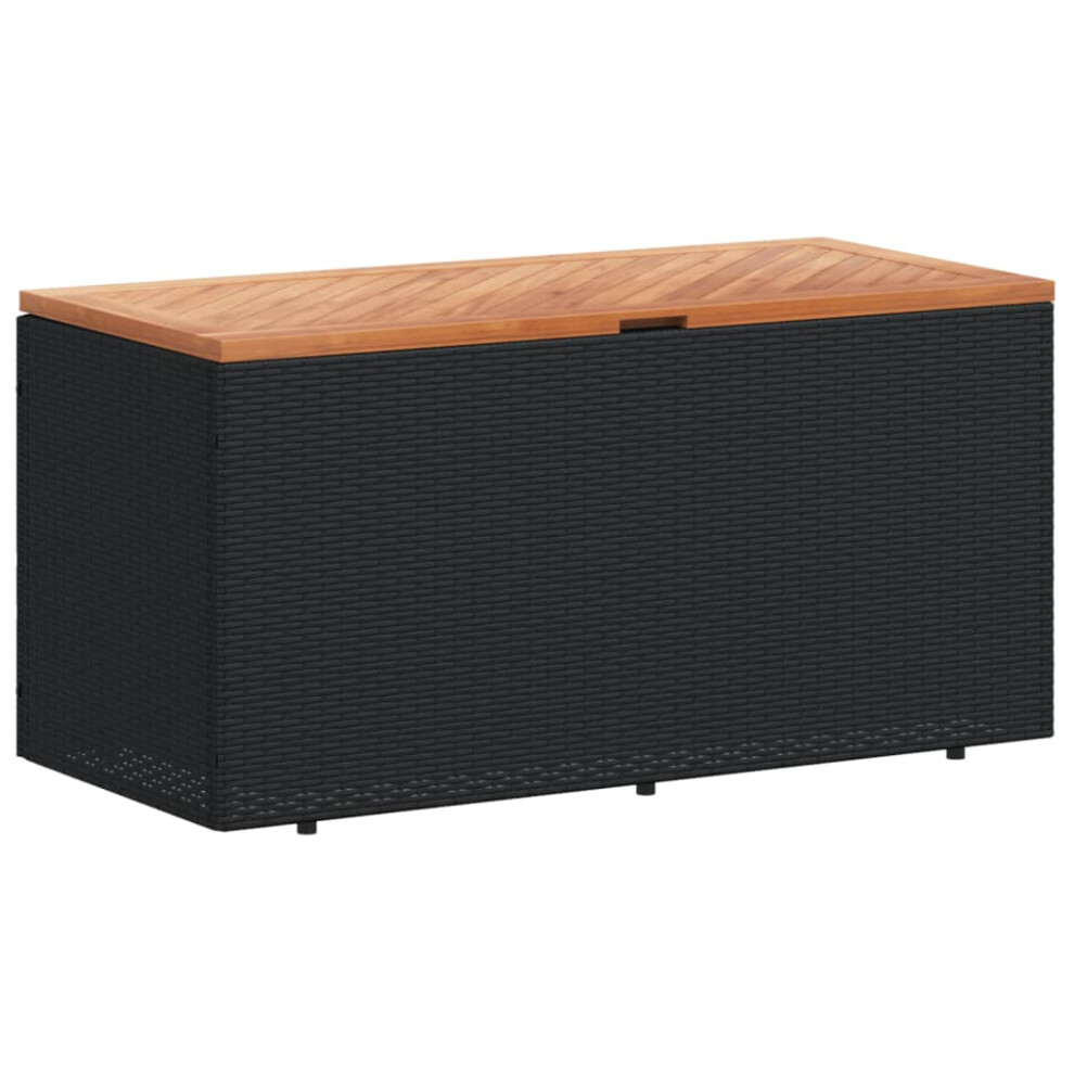 vidaXL Garden Storage Box Outdoor Storage Box Black Poly Rattan Acacia Wood