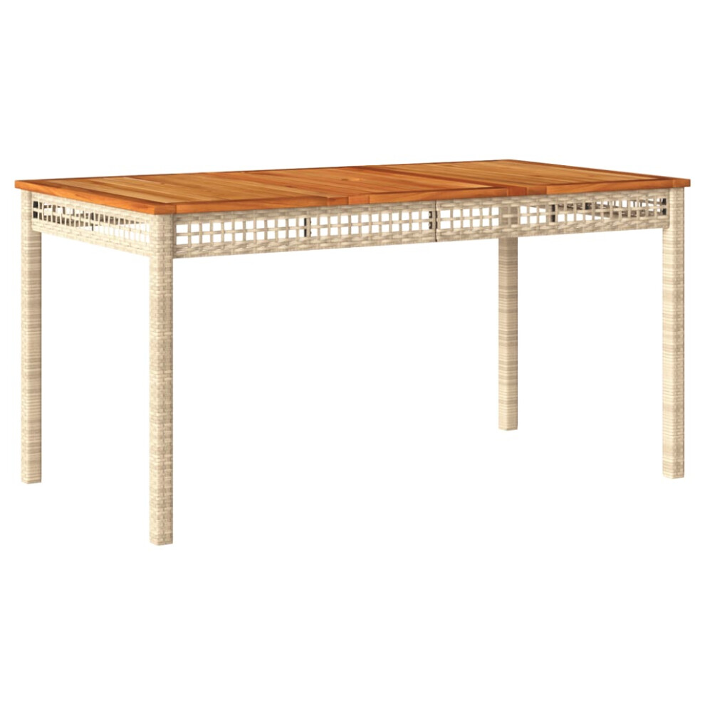 Vidaxl Garden Table Outdoor Table Dining Table Beige Poly Rattan Acacia Wood