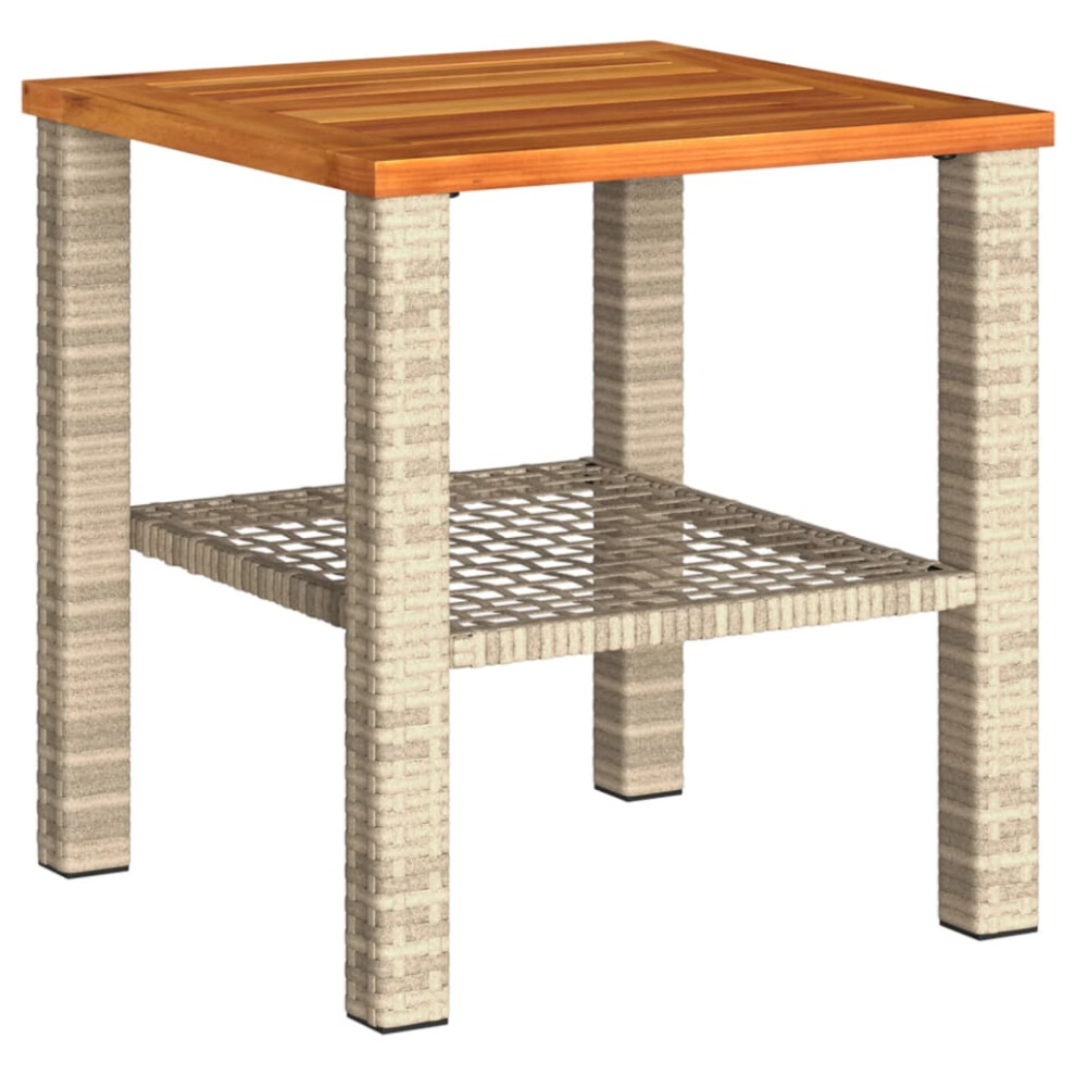Vidaxl Garden Table Outdoor Table Dining Table Beige Poly Rattan Acacia Wood