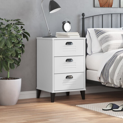 VidaXL vidaXL Bedside Cabinet VIKEN White Engineered Wood 2