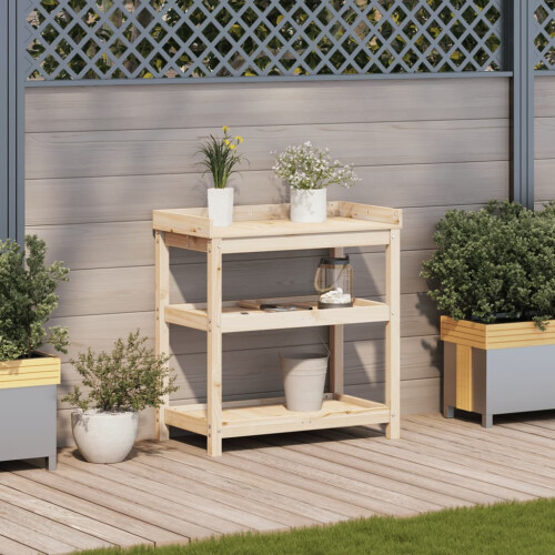 VidaXL vidaXL Potting Table with Shelves Potting Bench Plant Table Solid Wood Pine 2