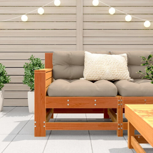 VidaXL vidaXL Garden Armrest Sofa Outdoor Sectional Sofa Wax Brown Solid Wood Pine 2