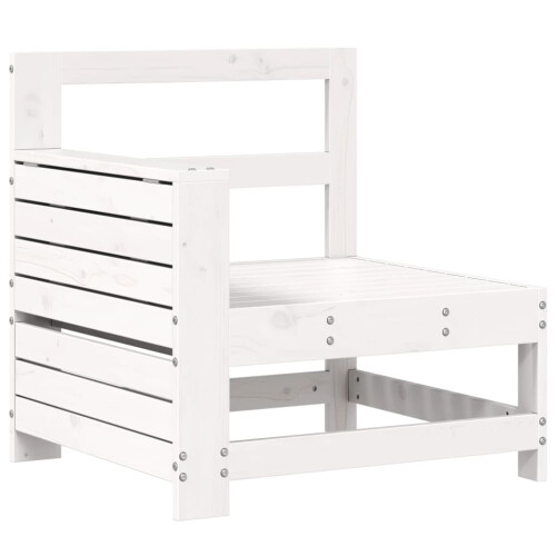 VidaXL vidaXL Garden Armrest Sofa with Side Table Outdoor Sofa White Solid Wood Pine