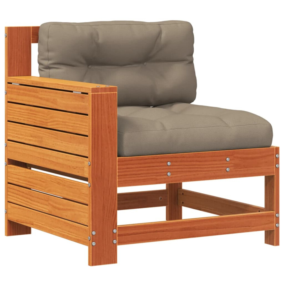Vidaxl Garden Armrest Sofa With Cushion Outdoor Sofa Wax Solid Wood Pine Brown