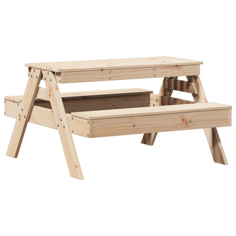 vidaXL Picnic Table for Kids Outdoor Sand and Water Play Table Solid Wood Pine