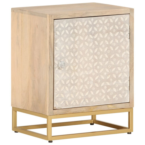 VidaXL vidaXL Bedside Cabinet Nightstand Bed Side Table Solid Wood Mango and Iron