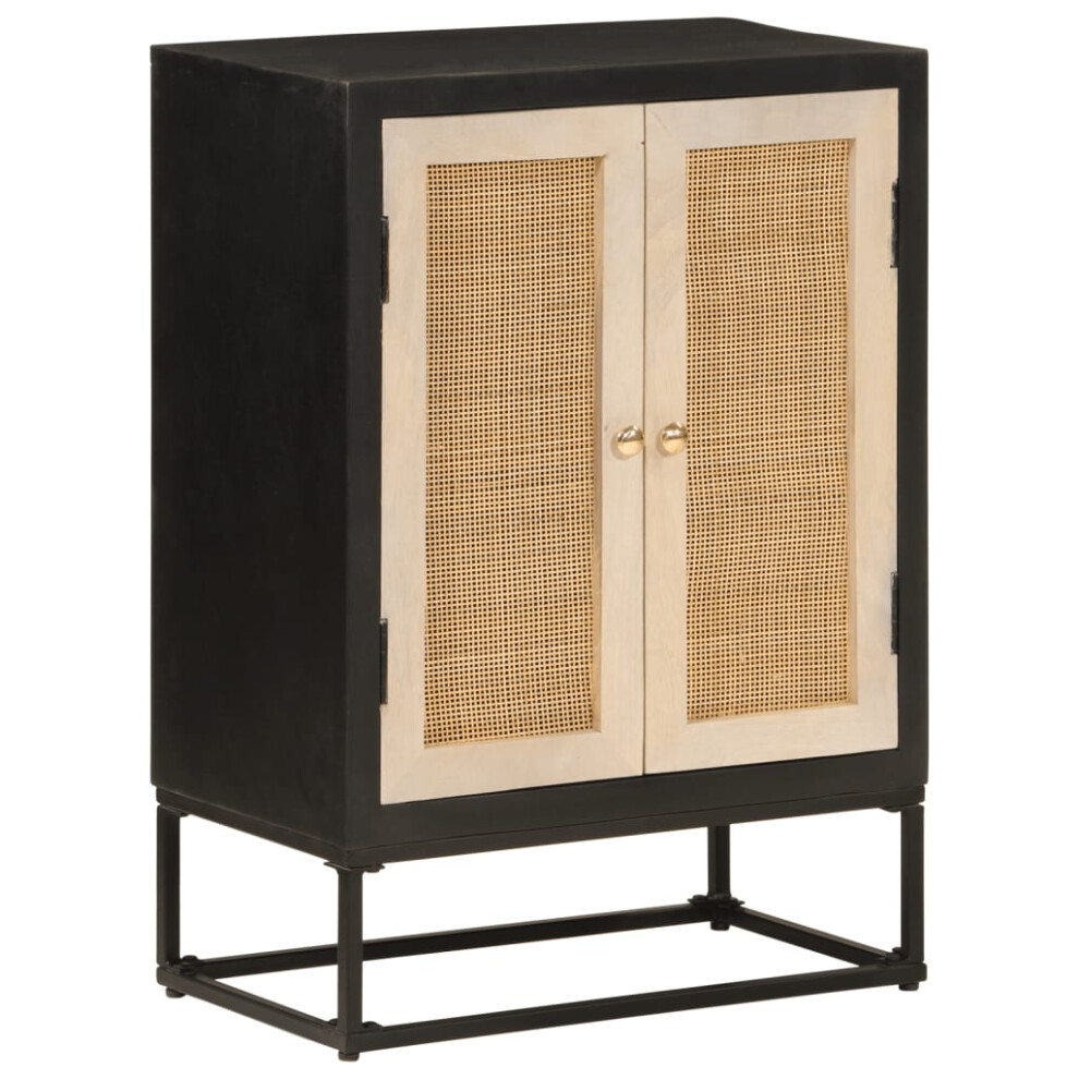 Vidaxl Sideboard Storage Cupboard Side Cabinet Black Solid Wood Mango And Iron