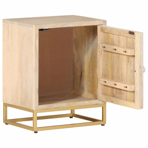 VidaXL vidaXL Bedside Cabinet Nightstand Bed Side Table Solid Wood Mango and Iron 1