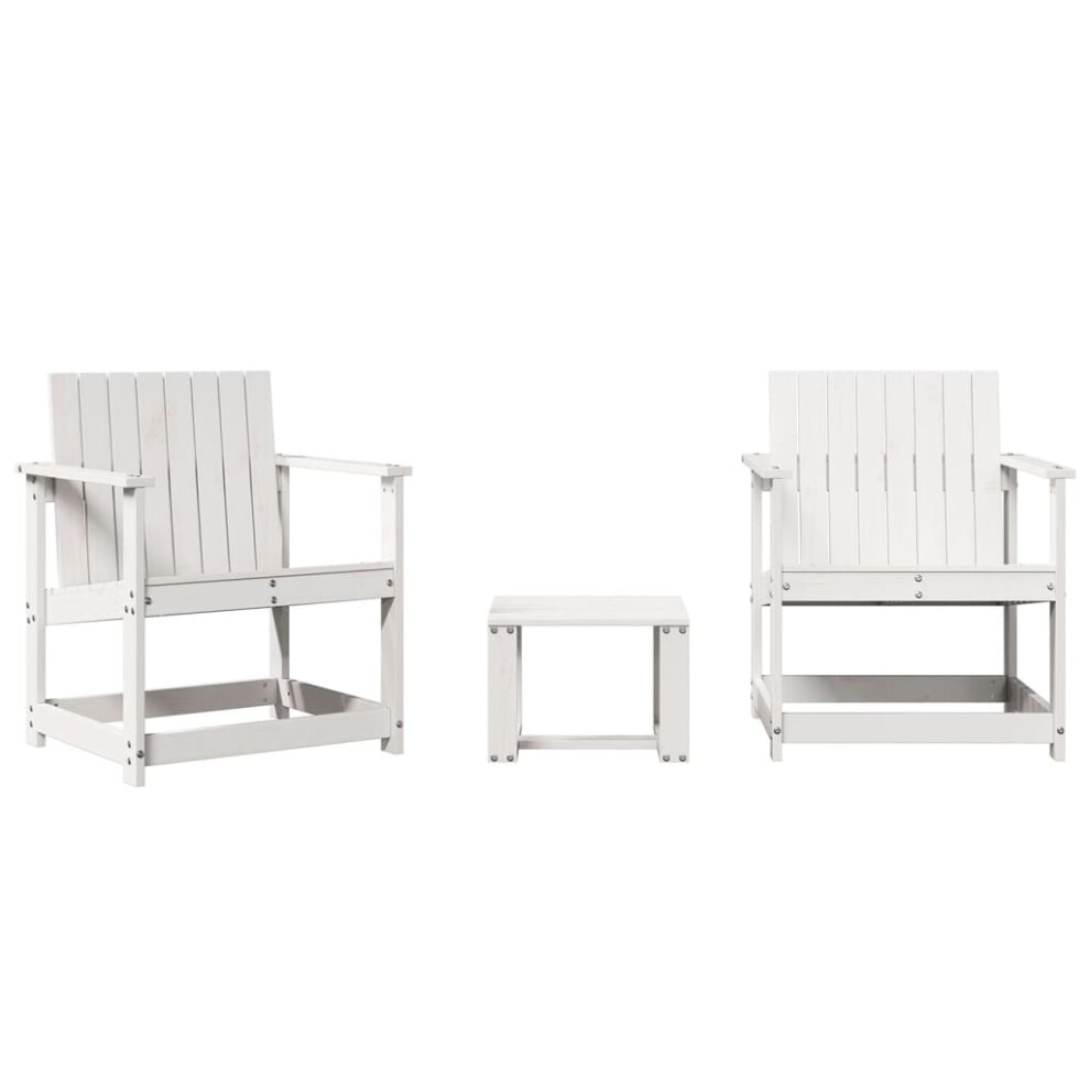 vidaXL Garden Lounge Set 3 Piece Outdoor Table and Chair White Solid Wood Pine