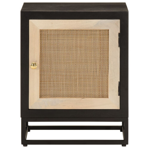 VidaXL vidaXL Bedside Cabinet Nightstand Bed Table Black Solid Wood Mango and Iron 2