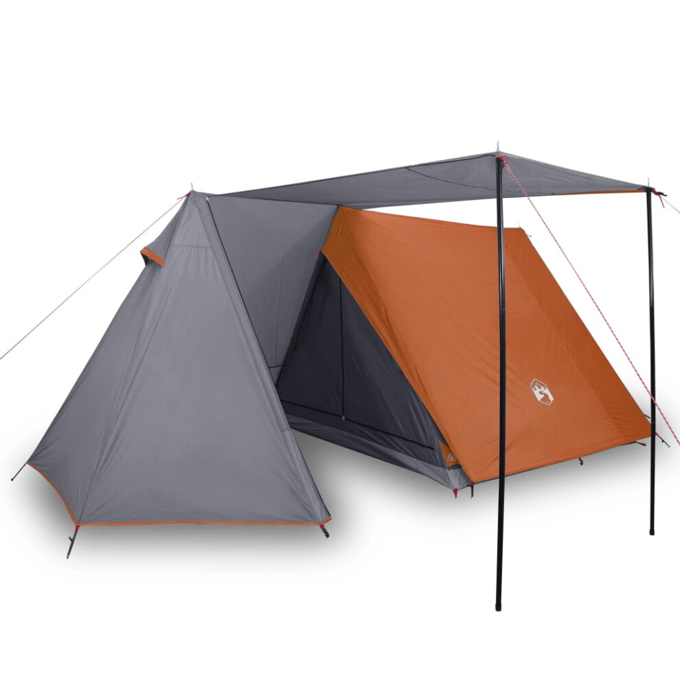 vidaXL Camping Tent 3-Person Lightweight Dome Tent Grey and Orange Waterproof