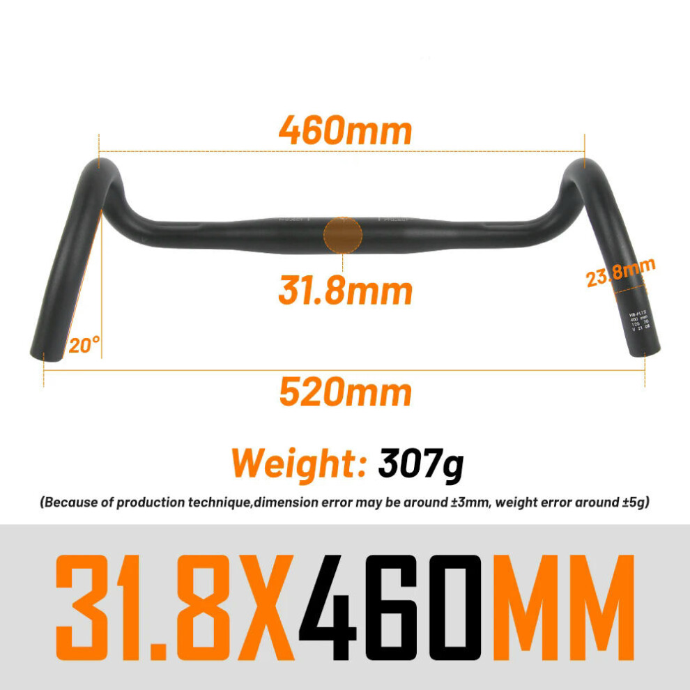 (Black 460MM) UNO FL12 Gravel Bike Handlebar 31.8x400/420/440/460mm Outer Drop Bar Ultralight Bicycle Handle Road Bicycle Flared Bar