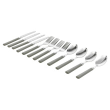 (Grey) 12pcs Stainless Steel Knives Forks Spoons Cutlery Set